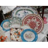 A mixed lot of assorted plates including late Victorian.