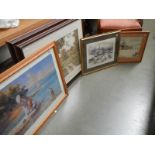 A mixed lot of pictures including two watercolours, COLLECT ONLY.