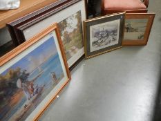 A mixed lot of pictures including two watercolours, COLLECT ONLY.