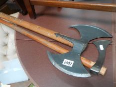 Two replica medieval re-enactment axes. COLLECT ONLY.