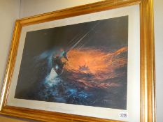 A framed and glazed print entitled 'Fastnet Rescue' signed Bagley. COLLECT ONLY.