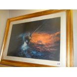 A framed and glazed print entitled 'Fastnet Rescue' signed Bagley. COLLECT ONLY.