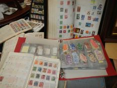 A large lot of stamp albums and loose stamps.