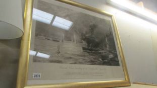 A framed and glazed print entitles 'British Forces Landing at the Dardanelles, April 1915', COLLECT.