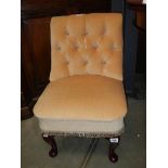 A Victorian style deep buttoned bedroom chair. COLLECT ONLY.