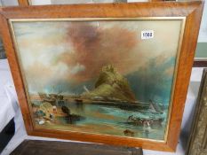 An original painting of glass of St. Michael's Mount, Cornwall. COLLECT ONLY