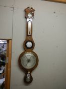 A good Victorian walnut barometer, COLLECT ONLY.