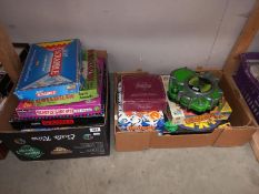 2 boxes of retro & modern board games including Deluxe Scrabble, Buckaroo & Boggle etc. (
