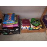 2 boxes of retro & modern board games including Deluxe Scrabble, Buckaroo & Boggle etc. (