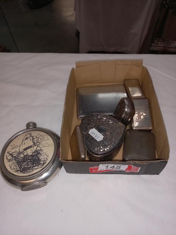 A quantity of snuff box flask, match box etc