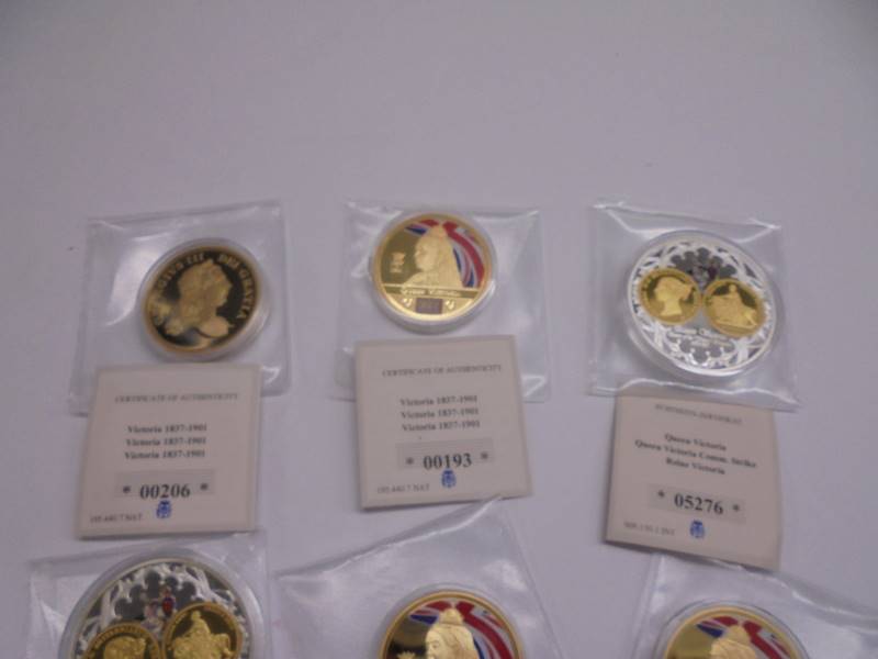 Seven Queen Victoria and one George III commemorative coins. - Image 2 of 4