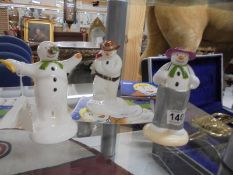 Three Coalport 'The Snowman' figures - The Wrong Nose, Cowboy Jig and Dressing Up. (All with boxes)