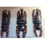 3 African wall masks in Dan style