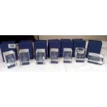 7 etched glass paperweights with boxes
