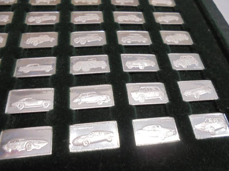 A cased set of vintage sterling silver ingots, 1976. 100 Greatest cars of 1875 - 1975. - Image 4 of 5