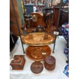 A quantity of wooden items including boxes, tray & vases etc.