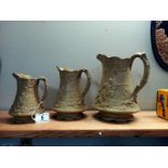 A set of 3 early Victorian jugs by Edward Whalley, Corbridge, with a Victorian lozenge mark 1 A/F