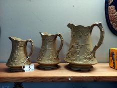 A set of 3 early Victorian jugs by Edward Whalley, Corbridge, with a Victorian lozenge mark 1 A/F