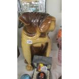 A large carved wood bull dog figure. COLLECT ONLY.