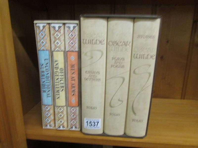 Two Folio Society sets including Sword of Honour series by Evelyn Walsh and Oscar Wilde.