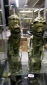A pair of large bronze African figures, possibly King and Queen, age unknown, a/f, 47 cm tall.