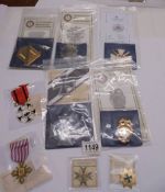 Nine replica German and USA badges and medals.
