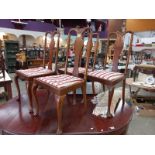 A set of 4 Edwardian high back dining chairs on pad feet