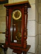 An early 20th century mahogany wall clock, COLLECT ONLY.