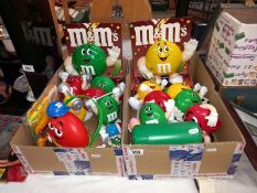 2 boxes of M&M sweets merchandise including dispensers, lunch box & radio