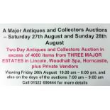 Major Antiques & Collectors Auctions Saturday 27th August & Sunday 28th August starting at 9am