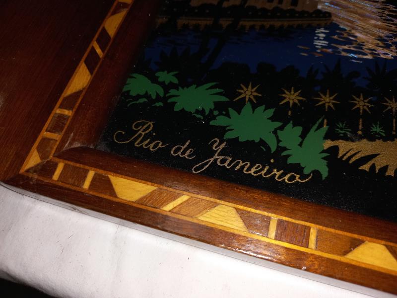 A Rio De Janeiro pictural inlaid wooden tray - Image 3 of 3