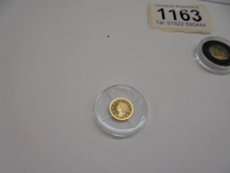 Two USA 1849 1 dollar copy coins in gold. - Image 2 of 2