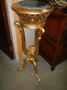 A tall gilded torchere with slate top COLLECT ONLY.