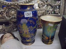 An oriental style Carlton ware vase and one other.