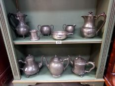 A quantity of pewter including jugs & teapots etc.