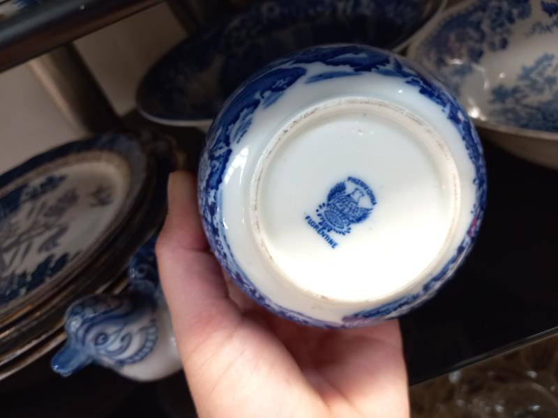 A selection of blue & white pottery including Booths real Old Willow tea set, James Kent Chinese - Image 7 of 7