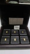 A cased complete set of 'Million Dollar' gold bars, (0.5 grams).