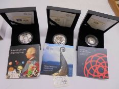 Three cased silver coins - Britain's Longest Reigning King, Viking Conquerer English King