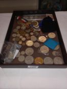 A mixed lot of coins including Crown, Â£5, proof, British medals etc