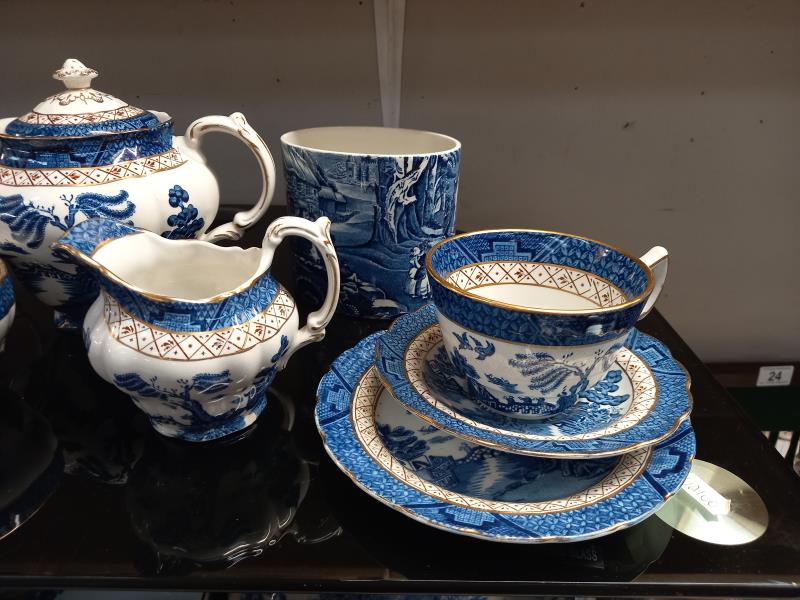 A selection of blue & white pottery including Booths real Old Willow tea set, James Kent Chinese - Image 3 of 7