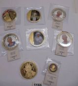 Eight Queen Elizabeth II commemorative coins.