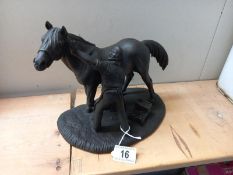 Heredities bronzed resin figure of a Blacksmith with horse