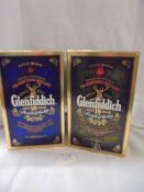 Two boxed Spode Glenfiddich 18 years old Scotch whisky decanters with contents.
