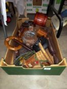 A box of mixed wooden items etc.