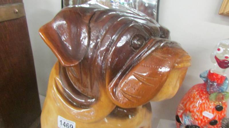 A large carved wood bull dog figure. COLLECT ONLY. - Image 2 of 2