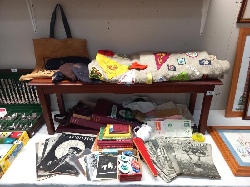 A good selection of vintage Scouting & guide memorabilia including stamps, postcards, books 1960's -