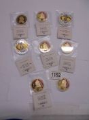 Seven Queen Victoria and one George III commemorative coins.