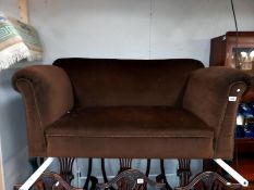A mid 20th century brown sofa, COLLECT ONLY.