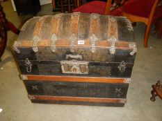 A large vintage dome top trunk. COLLECT ONLY.