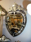 A heart shaped Italian style wall mirror. COLLECT ONLY.